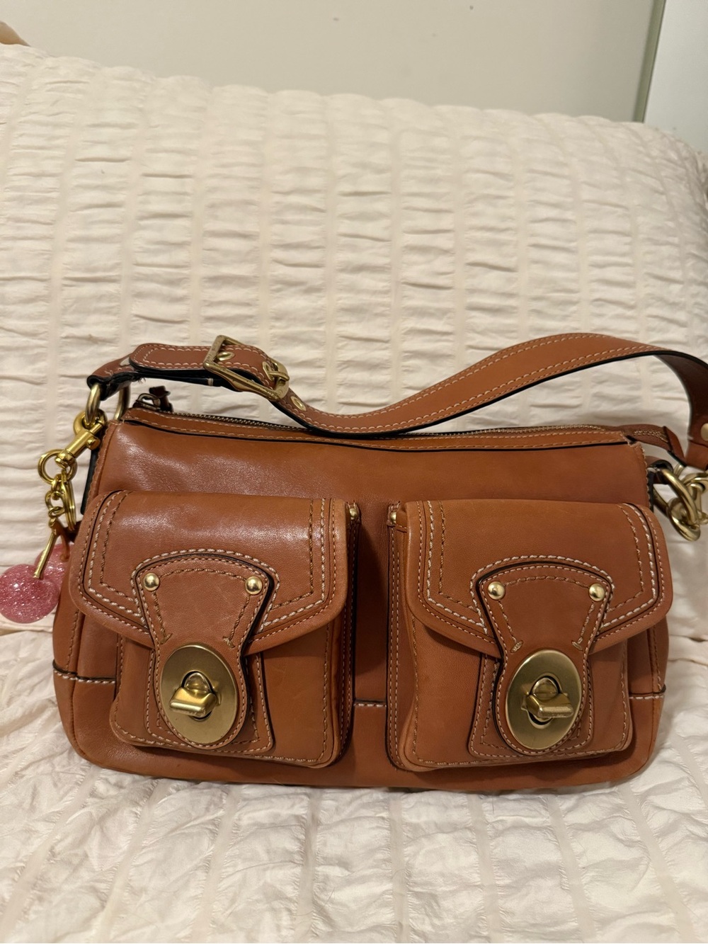 Coach Legacy Double Turnlock Shoulder Bag with Gold Hardware